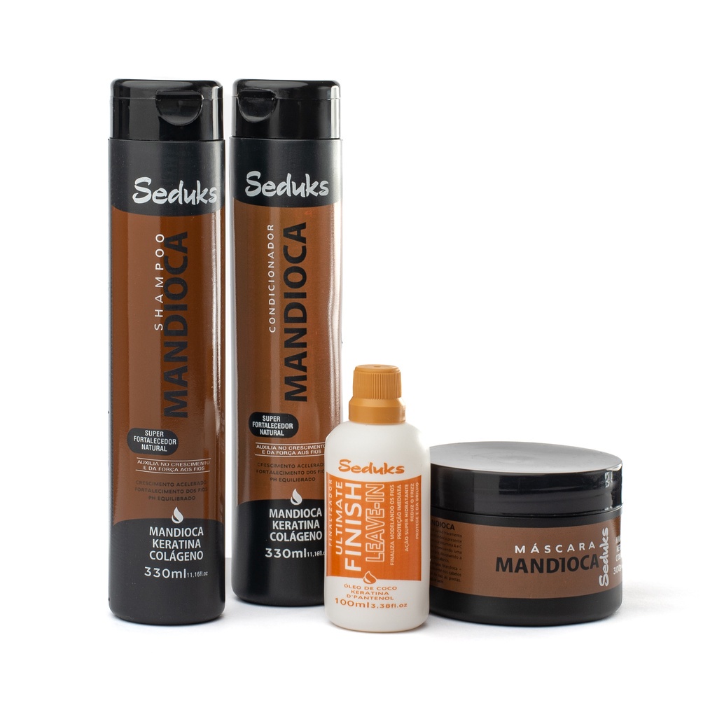 Kit Capilar de Mandioca Para Cabelos Fracos e Quebradiços Shampoo ...