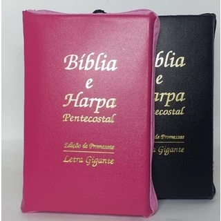 kit 02 Bíblia Sagrada - Ziper - Feminino/Masculino com Letra Gigante e Harpa