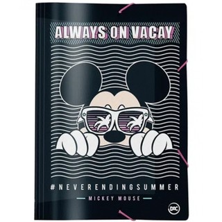 Pasta com aba e elástico, ofício Mickey Teen, ótima qualidade e linda estampa, para melhor organizar seus documentos - Esta pasta possui sua capa com uma linda ilustração do Mickey em fundo cor preta.