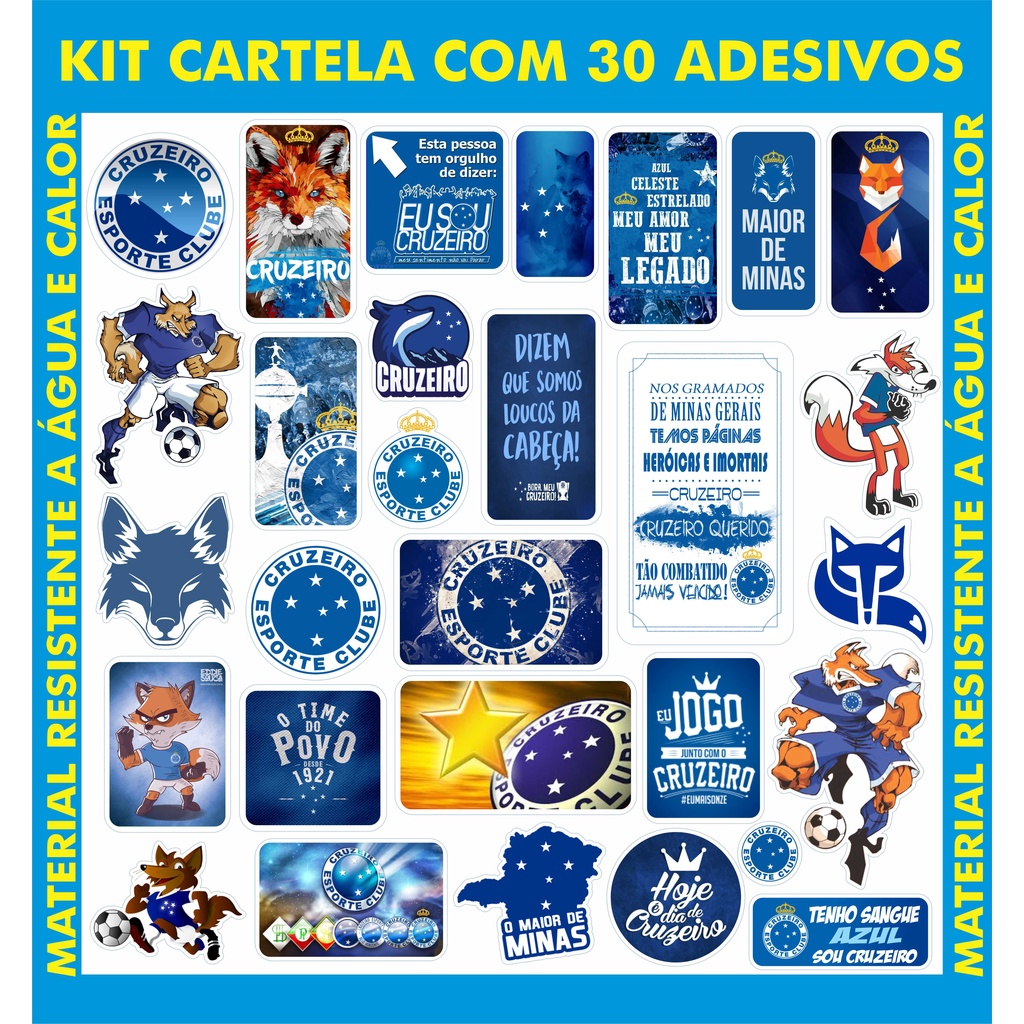 Kit Cartela De Adesivos Time Cruzeiro C Adesivos Adesivos Para Bike Carro Moto Capacete