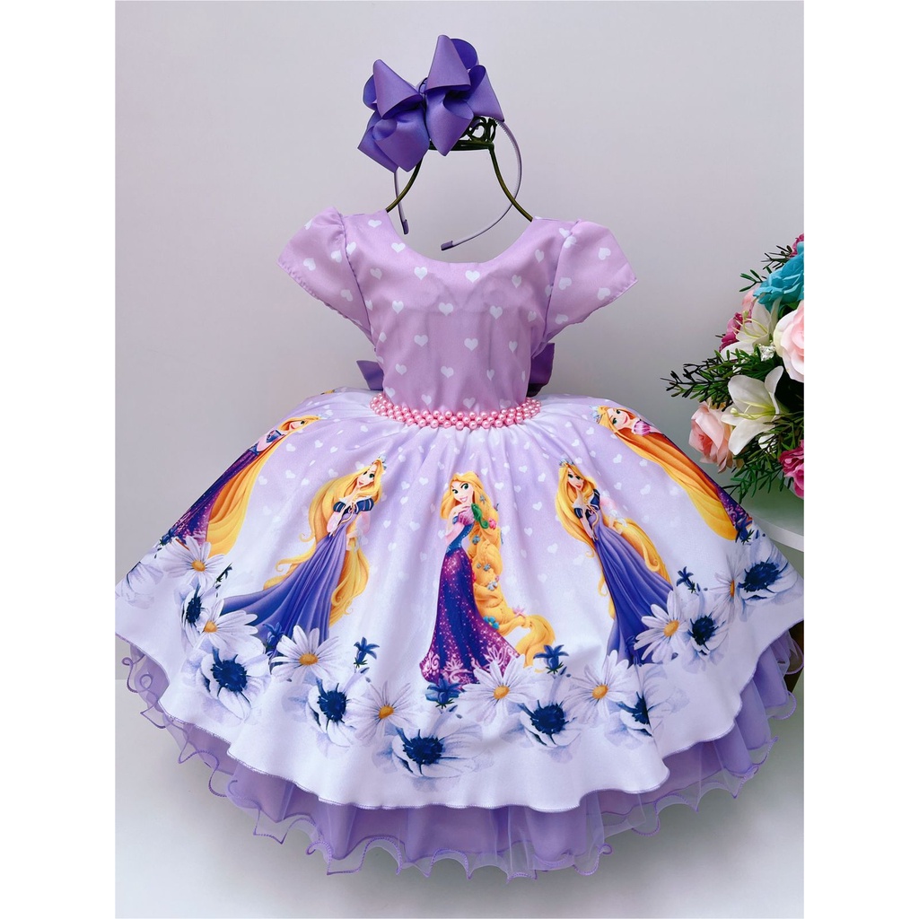 Vestido Princesa Infantil Roxo Lilás Roupa Realeza Midi Luxo serve para  Festa de Aniversário temático da Rapunzel e Sofia e Fantasia de Criança  para Carnaval