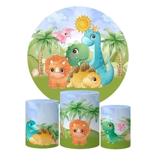 Trio Capas Cilindros + Painel Tema Dino Veste Fácil