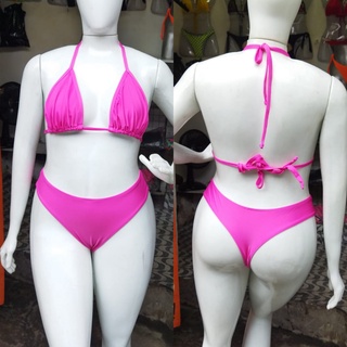Biquíni Plus Size de lycra várias cores parte de cima sem bojo calcinha fio dental com forro tendência verão