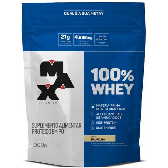 Whey Protein 100% Whey Concentrado 900g Max Titanium Refil ISOLADO
