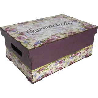 Caixa Organizadora Farmacinha Decoração Floral Mdf