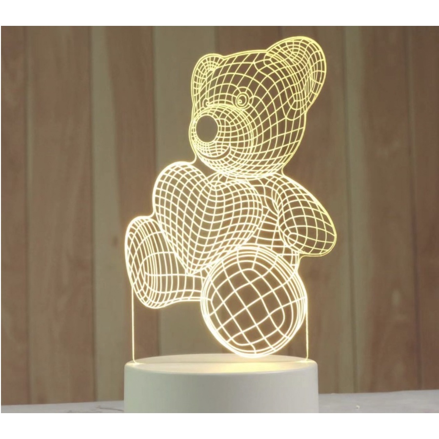 Luminária de Mesa de LED 3D Criativa / Luz Noturna Decorativa urso