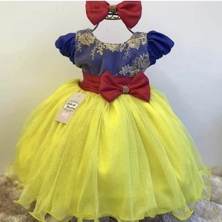 Vestido Festa Infantil Branca de neve 1 a 3 anos