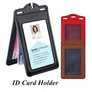 Porta-Cartões De Identificação Trifold Em Couro PU Com Janela E Slots De Cartão Transparente