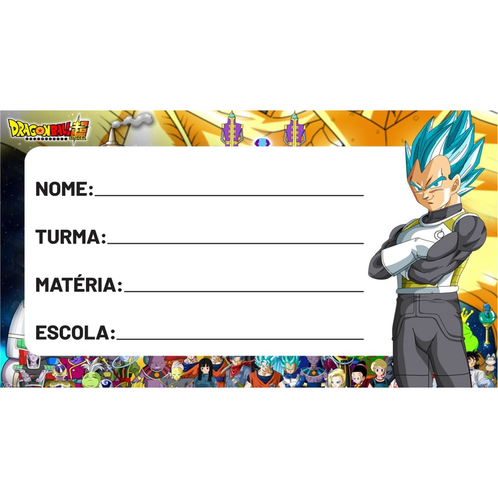 Dragon Ball Super Etiqueta Escolar para Imprimir - Imagem Legal