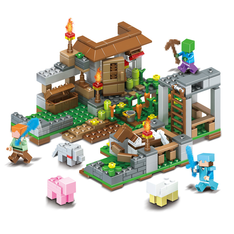 Bloco De 6 Peças Minecraft Bonecos De Construção De Blocos De Adequados  Para Personagens Lego World Mini My Series Kids Toys Gift