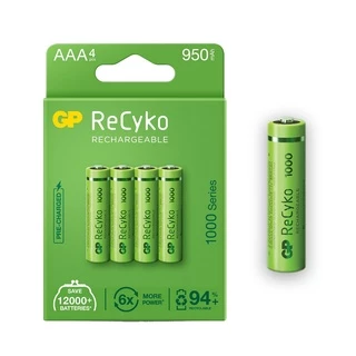 04 Pilhas Baterias AAA 950mAh GP Recyko Recarregável 3A Palito 1 Cartela