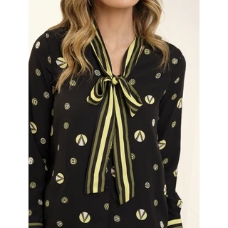 Camisa Blusa Feminina Manga Longa Gola Amarração - QB0032