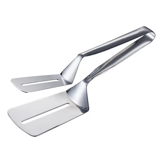 Pinça Pegador Espátula Pegadora Dupla para Alimentos em Inox