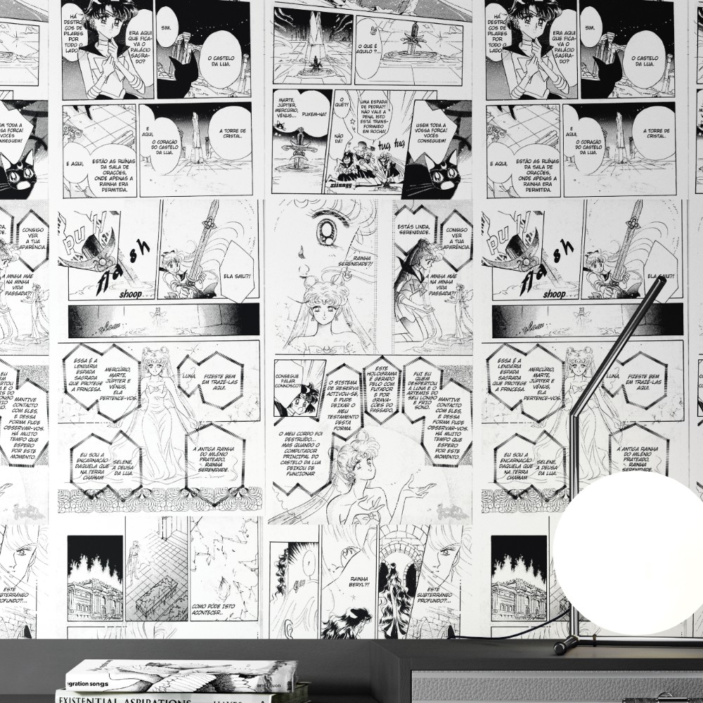 Papel de Parede Adesivo Anime Sailor Moon Mangá Quarto e Sala