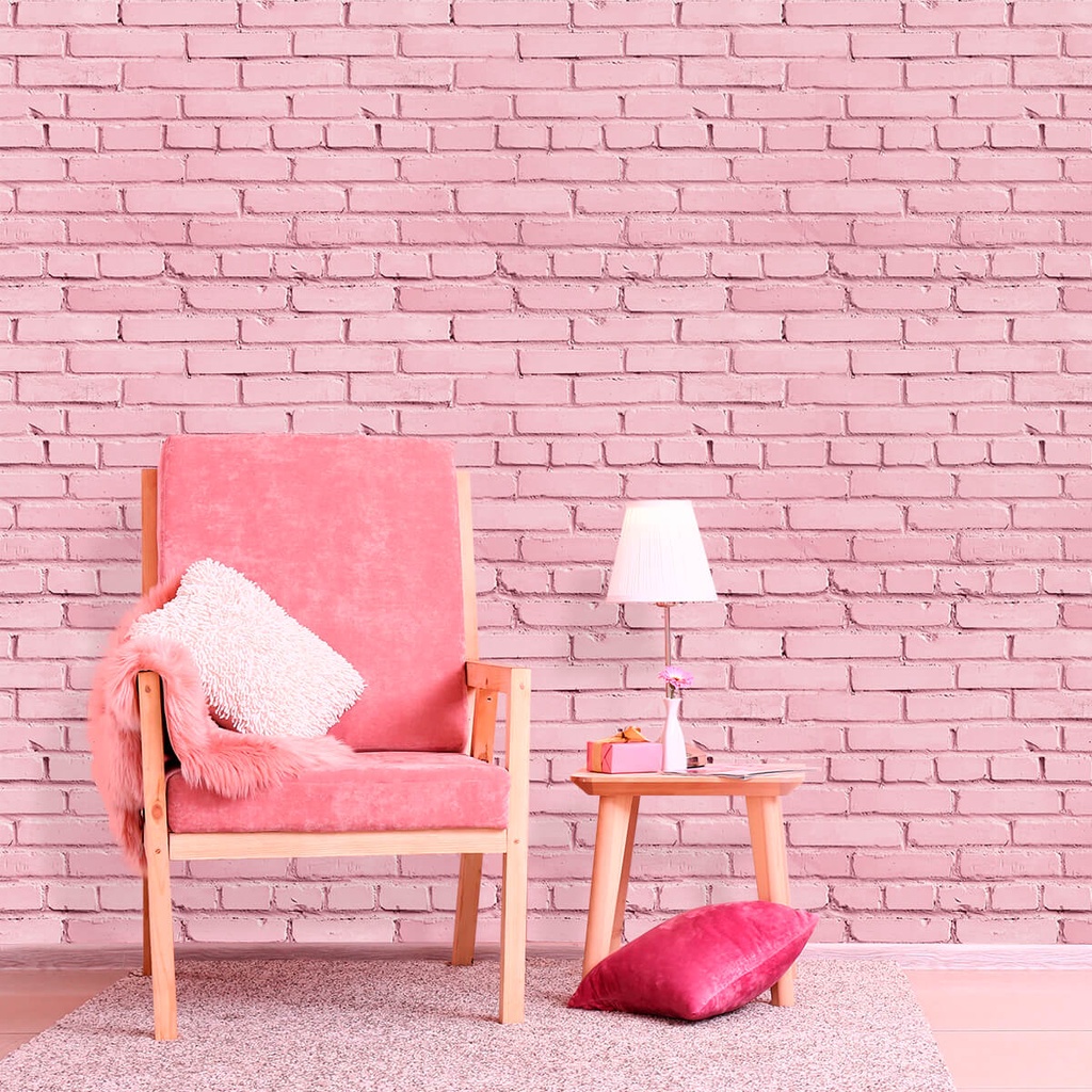 Papel De Parede Tipo Tijolinho Rosa