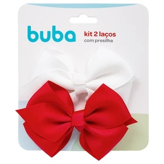 Kit Laços Infantil Vermelha E Branca Com Presilha 2un 15311 - Buba