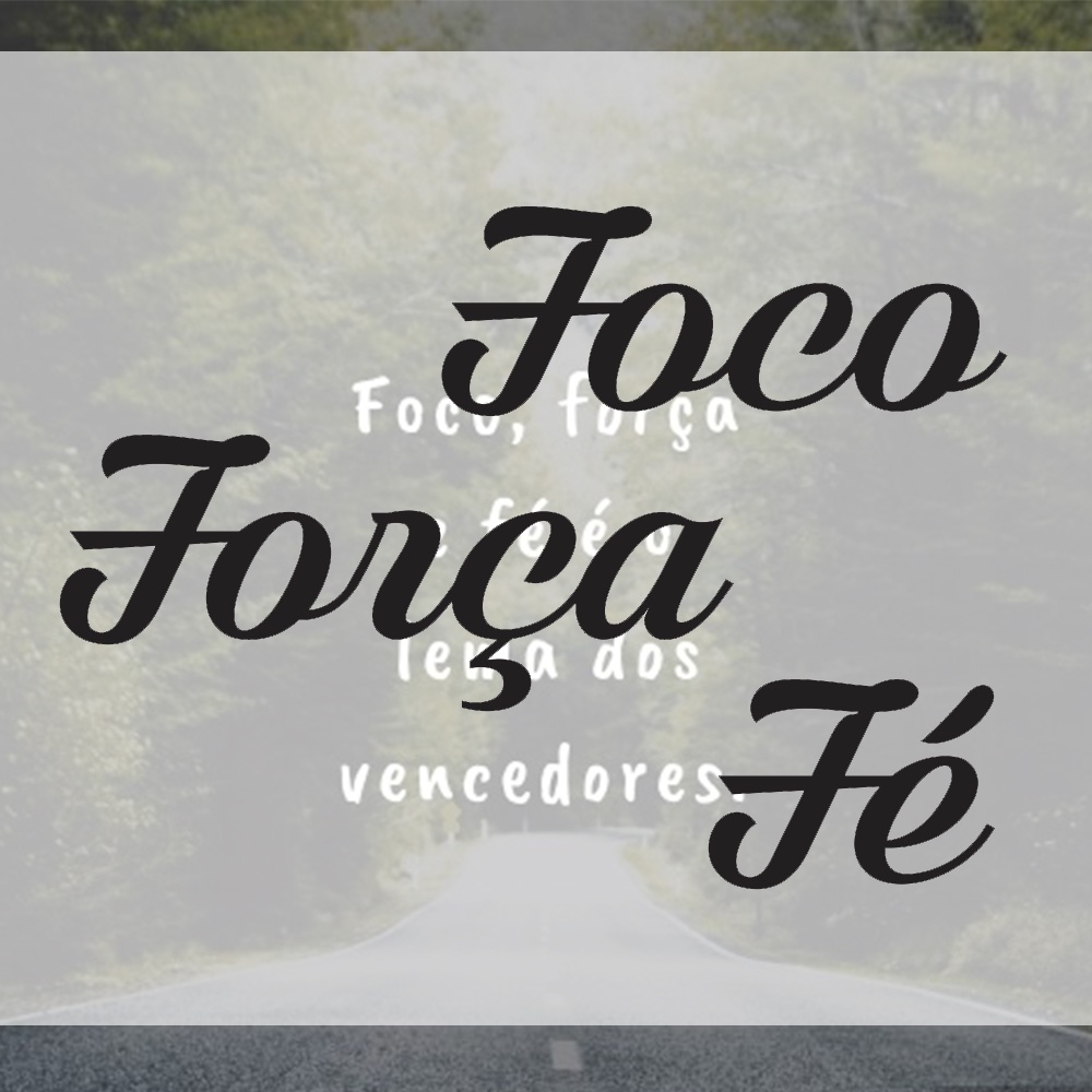Placa Aplique Palavra Foco Força e Fé Recorte MDF 3mm Artesanato Preto ...