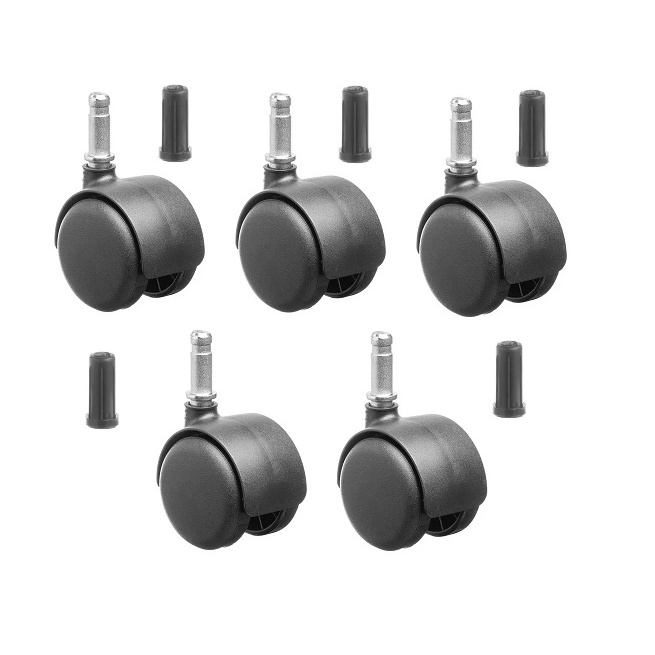 Rodinha De Cadeira Kit 5 Rodízios Nylon com Pino de 10 mm com Bucha
