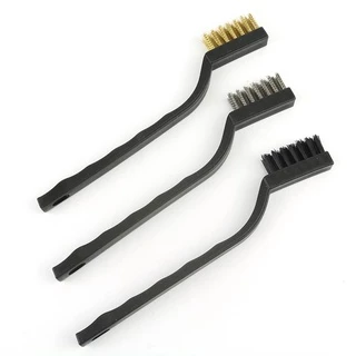 Escovas de Aço Multiuso Kit 3 Pcs Aço Latão Nylon Cabo Plástico