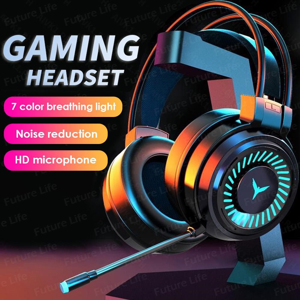 Fone de Ouvido para Jogos Fones de Ouvido Grandes Legal Brilhante Fone de  Ouvido Estéreo Computador Laptop Gamer