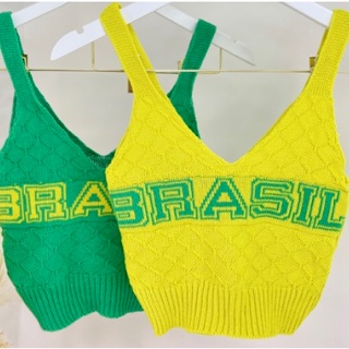 top do brasil, croped de tricot da copa do brasil, croped copa, top da copa em Oferta na Shopee