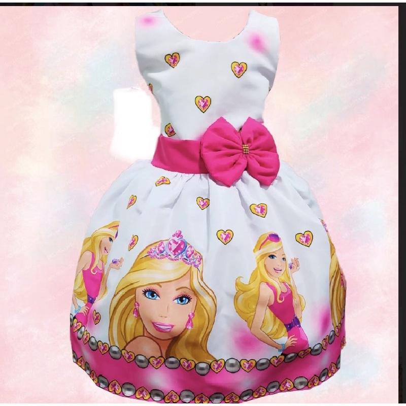 Vestido temático para meninas Barbie - Ss boutique Infantil -Tem