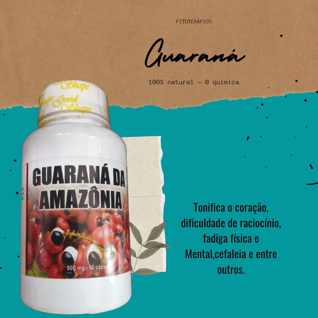 Guaraná da amazônia Puro Energético 60 Cápsulas + Concentrado | Shopee ...