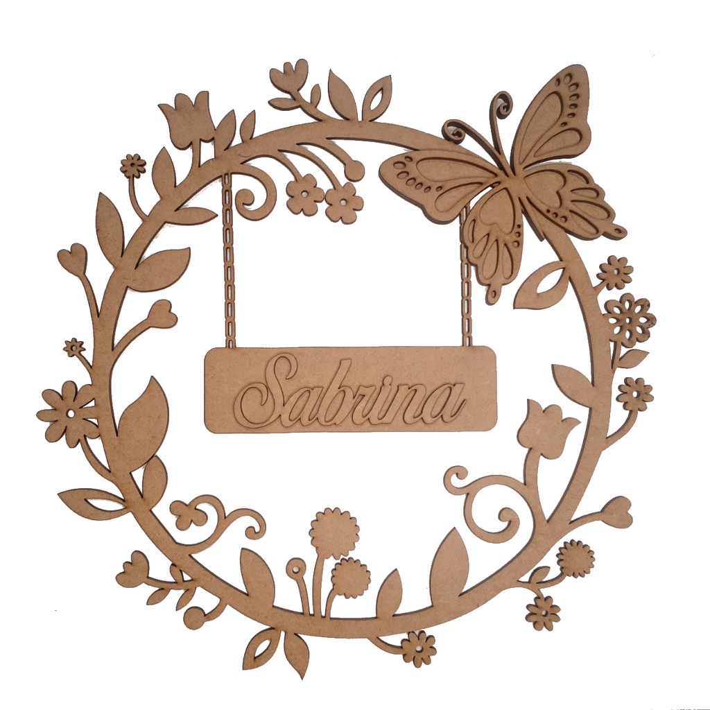 Guirlanda infantil porta maternidade 30cm com nome personalizado Mdf cru 3mm