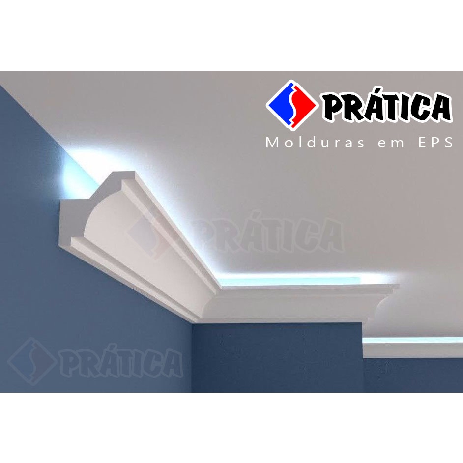 Caixa com 40 Metros Moldura de Teto de Isopor(EPS) - Iluminação Indireta com fita LED - Face de 7cm