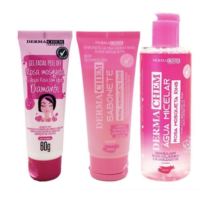Kit Limpeza de pele Skin Care Rosa Mosqueta Dermachem | água micelar ...