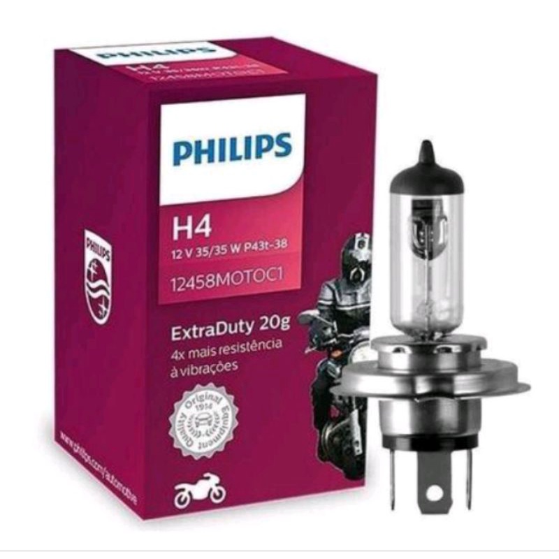 Lâmpada Farol H4 Moto Philips 35 / 35w Extraduty Original