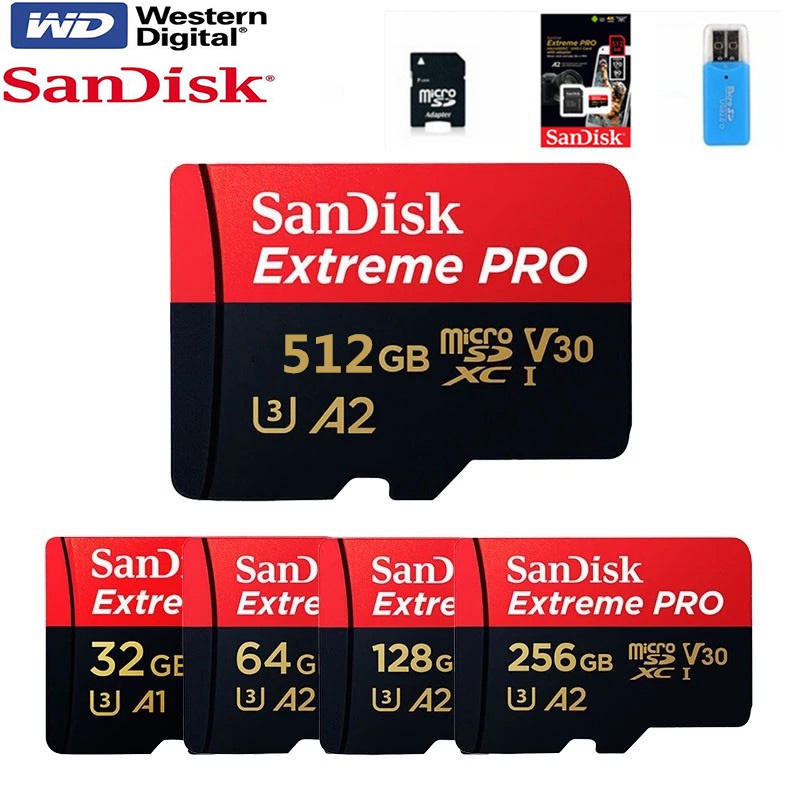 Micro SD Karte SanDisk MicroSD Ultra 64GB/128GB/256GB – Schnelle Speicherkarte Für Smartphone & Kamera Sandisk Extreme Pro 512 GB MicroSD
