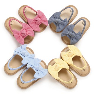 Sapatos Para Meninas Bebês Bowknot Summer Non-Slip Shoes Sandálias Planas Recém-Nascidas Princesa