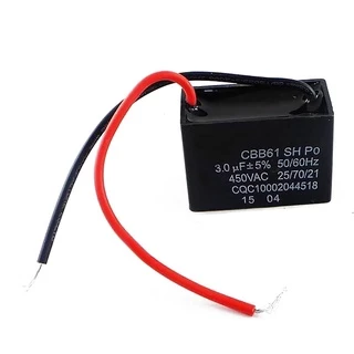 1pc Novo Capacitor De Partida Do Ventilador CBB61 3UF AC 450V 50/60Hz Fio De Chumbo Vermelho Preto 10cm hengmaTimeMall