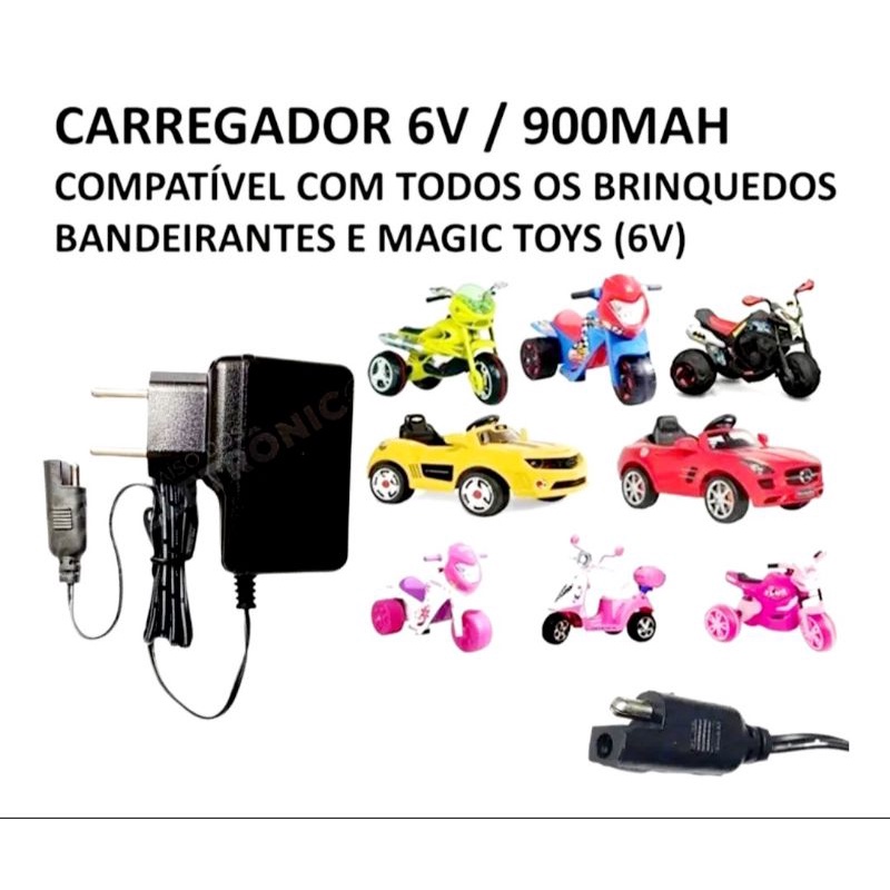 Carregador De Bateria MIni-Moto Mini-Carro Infantil 6V De Garra