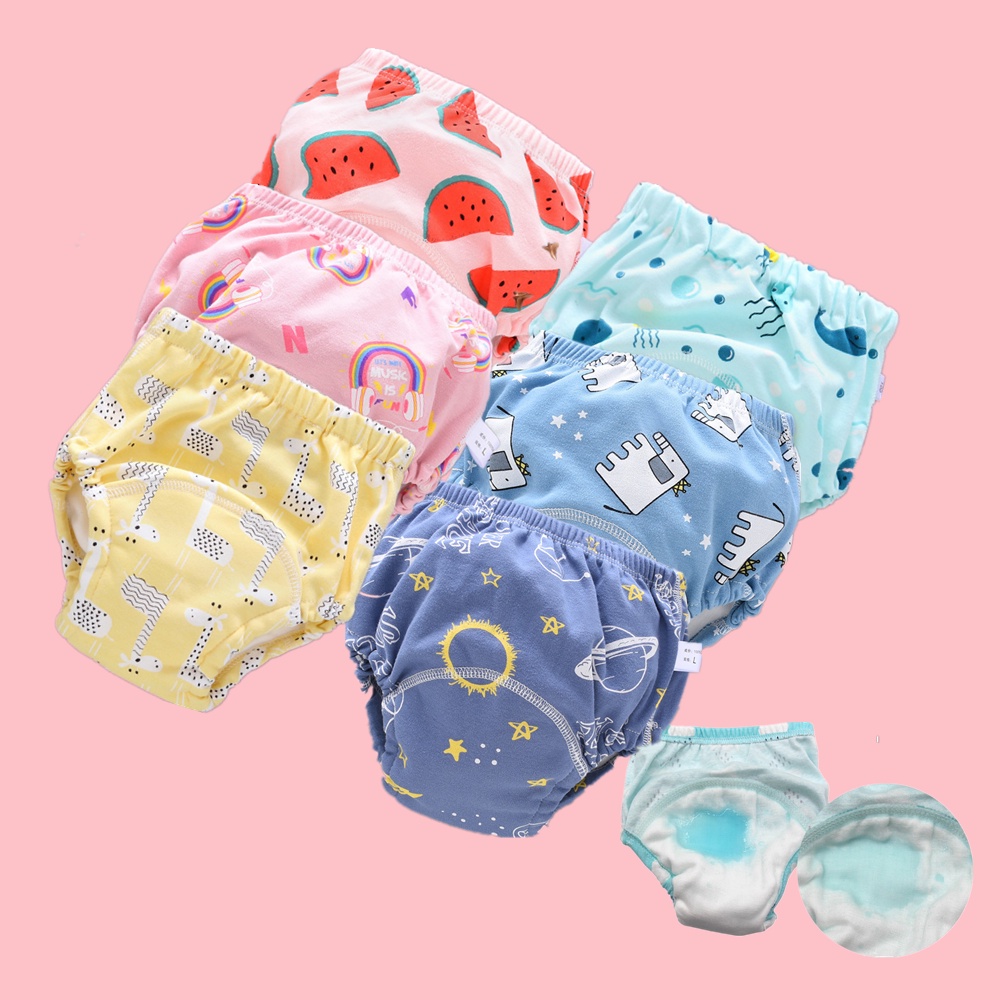 Baby Roupa Íntima Infantil De Algodão Puro/Impermeável/Respirável Com 6 ...