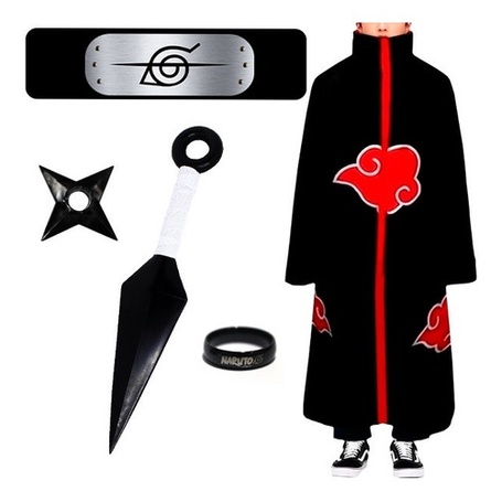 Kit Naruto Boruto - Bandana Aldeia da Folha + Colar / Pingente Tsunade +  Anel Akatsuki Itachi : : Moda