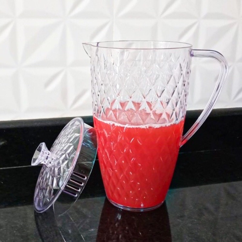 Jarra de Suco Com Tampa 2L Acrilico Cristal Glamour Plasutil - Jarra ...