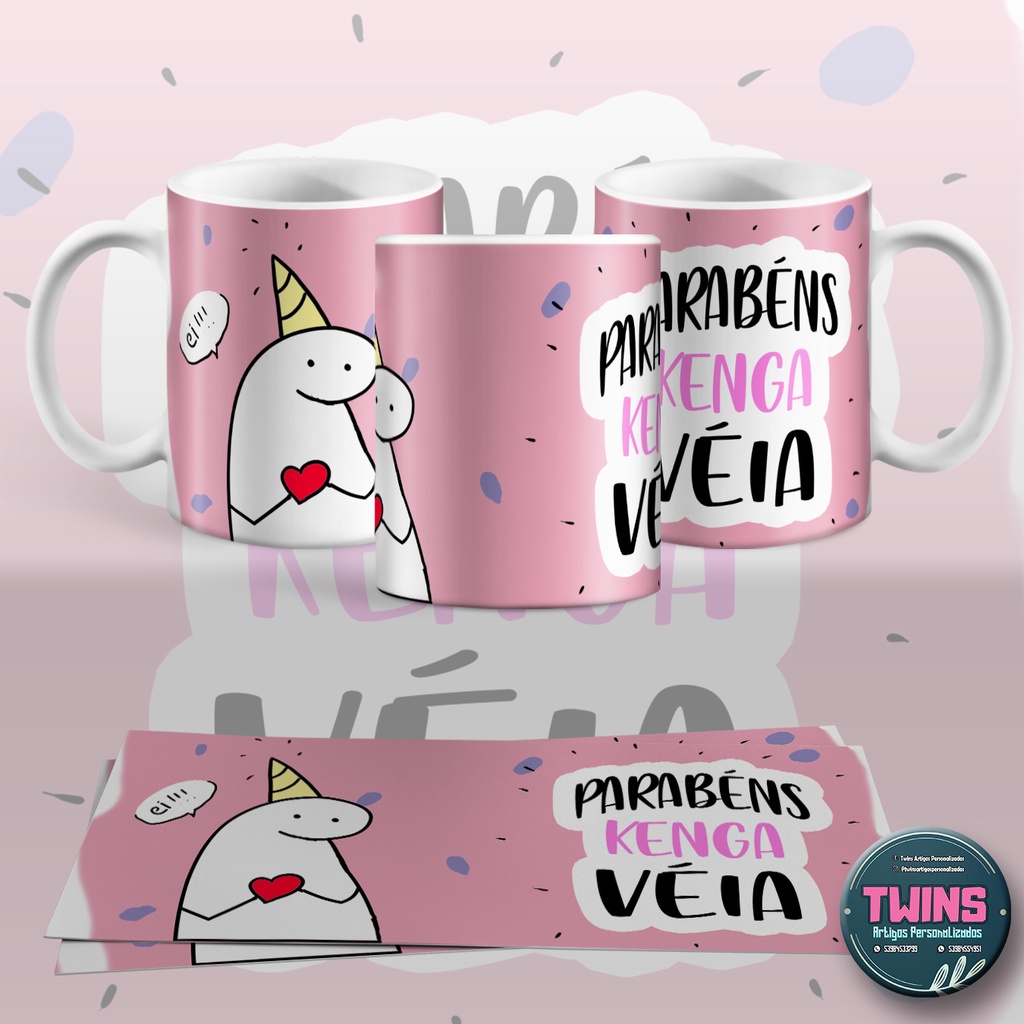 Caneca meme FLORK para amiga aniversariante, aniversário