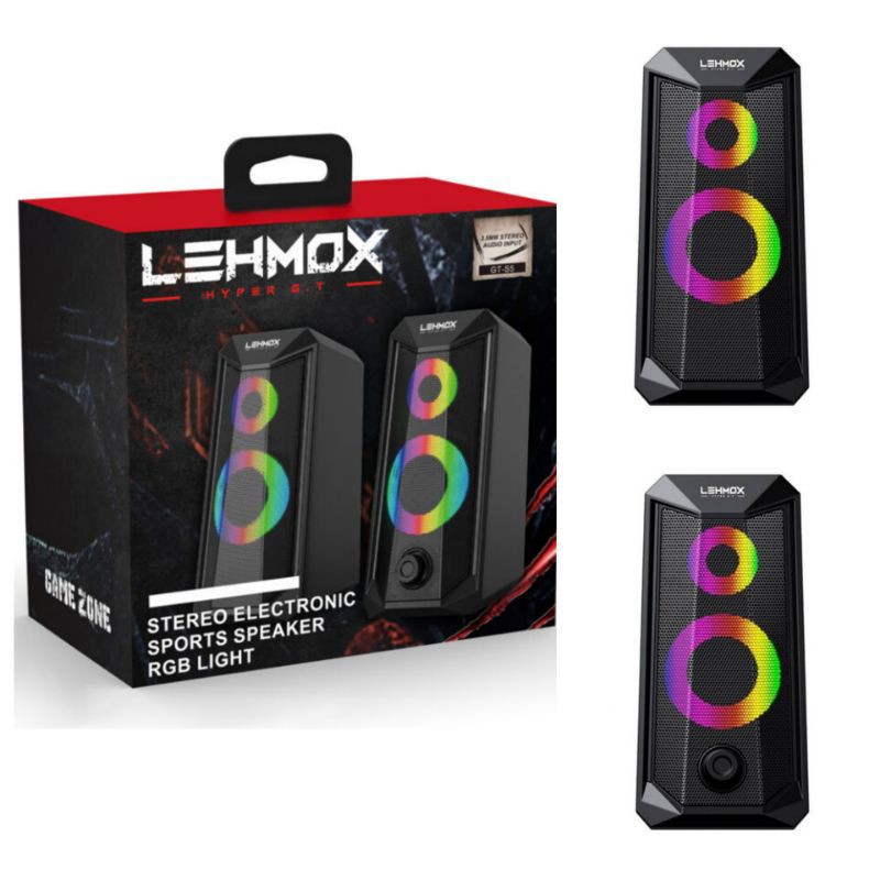 Caixa De Som Pc Gamer Light Led Rainbow 2X3W Usb/Aux Letron - leonora