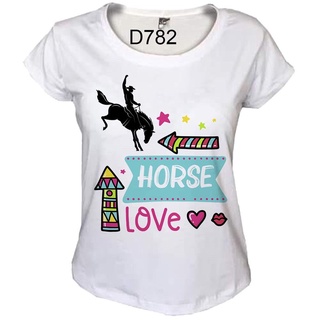 Blusa Feminina Plus Size Country Horse Love Cavalgada D782