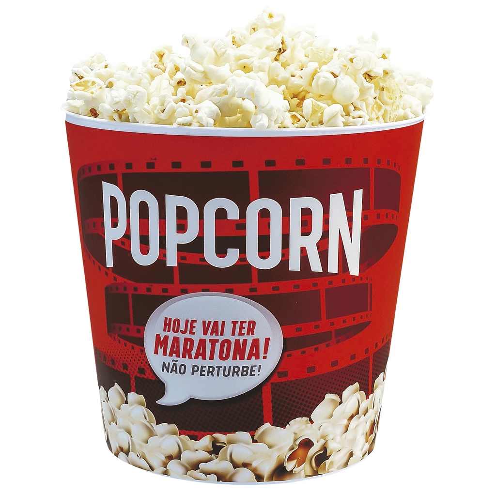 Balde de Pipoca Decorado Vermelho Pop Corn Usual Plástic 3L
