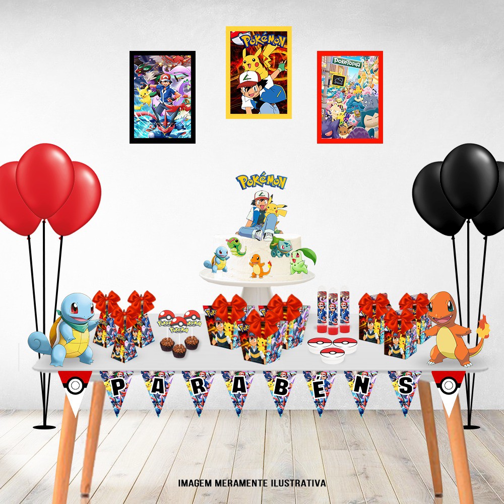Kit Decoração Aniversário Personalizado com NOME e IDADE Pokémon -  Decoração Infantil!
