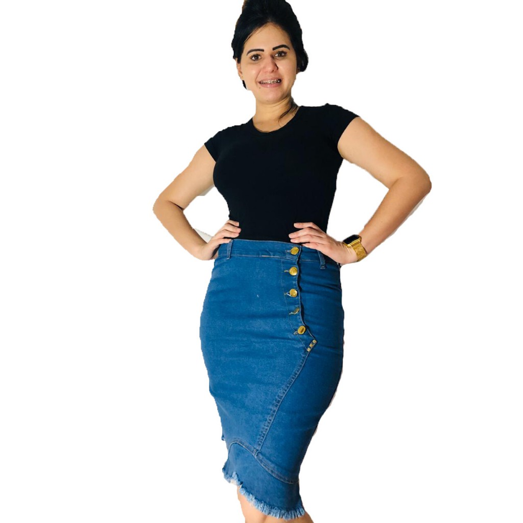 Plus Size Saia Evangelica Jeans Atacado Kit Com Saias Jeans Evangélica Midi  Atacado Revenda Oferta SAIA