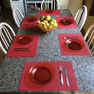 Jogo americano para mesa de jantar, conjunto de 6 lindos animais pinguim  inverno PVC tapetes de mesa resistentes ao calor tapetes retangulares  laváveis para casa, cozinha, restaurante, 30 x 45 cm