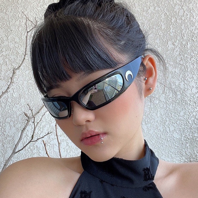 Novos Óculos De Sol Retangulares Lunares Para Mulheres Homens Ciclismo Ao  Ar Livre Hip Hop Punk UV400 Trend Shades