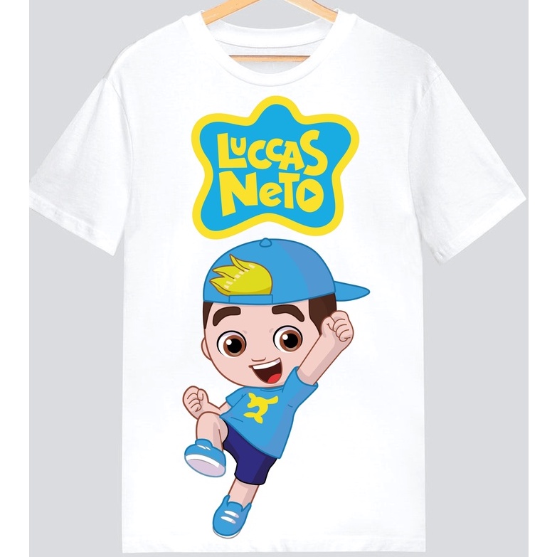 T-shirt para meninos com desenhos animados luccas neto, traje de