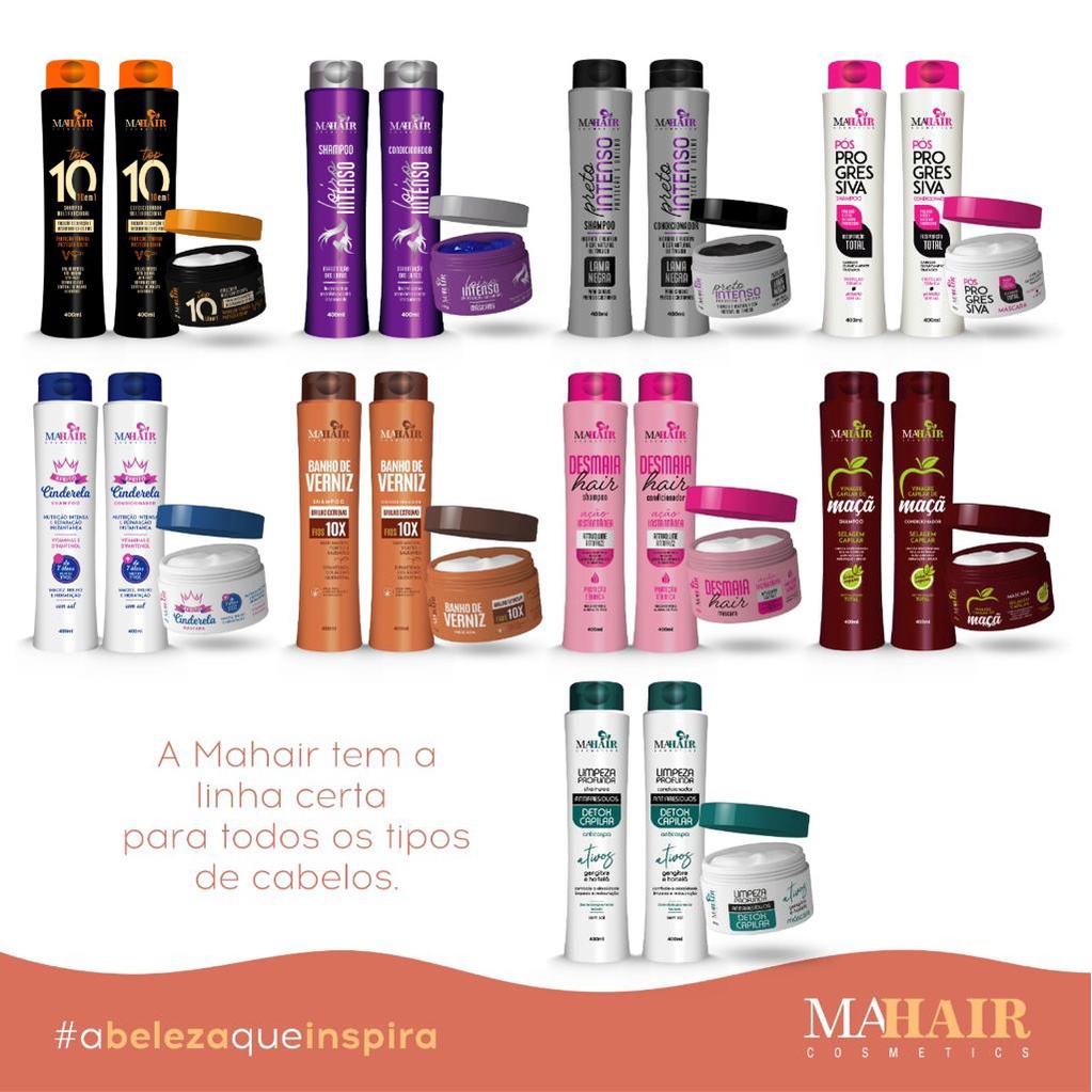 Shampoo Condicionador e Máscara Capilar Mahair Linha Completa Mega Liso Cachos Oferta Relâmpago!