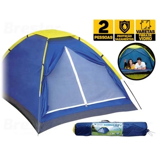 Barraca Acampamento Camping 2 Pessoas Lugares Tipo Iglu Mor C/ Mosqueteiro Varetas Fibra De Vidro Azul Montagem Fácil em Oferta na Shopee