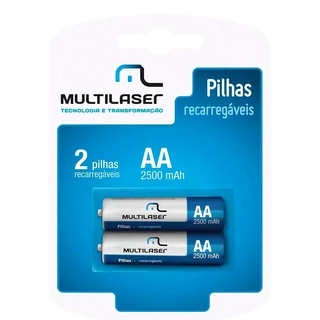 Pilhas Recarregáveis AA Multilaser Com 2 Unidades - CB053 1,2 V em Oferta na Shopee